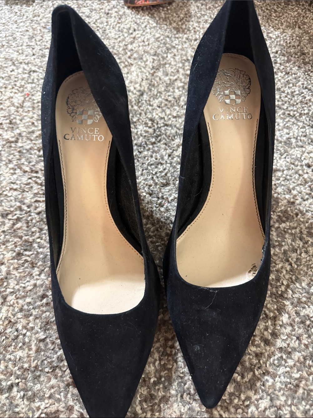 Vince Camuto Black Suede Pointed Pumps